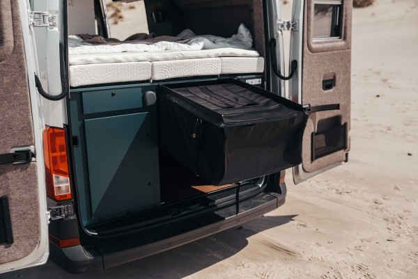 Storage bag under rear bed